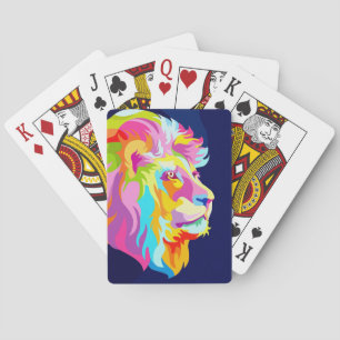 Lion Abstract Lion Head In Pop Playing Cards