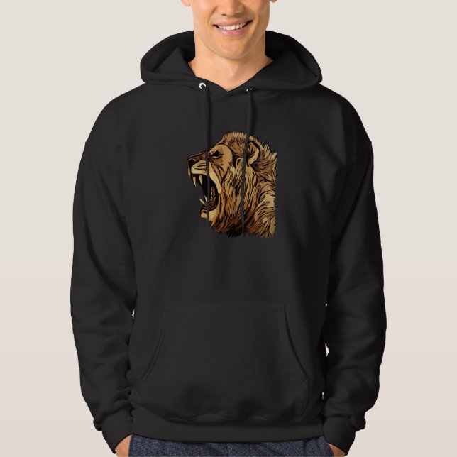 Lion Africa predator print head imprint with wild  Hoodie (Front)