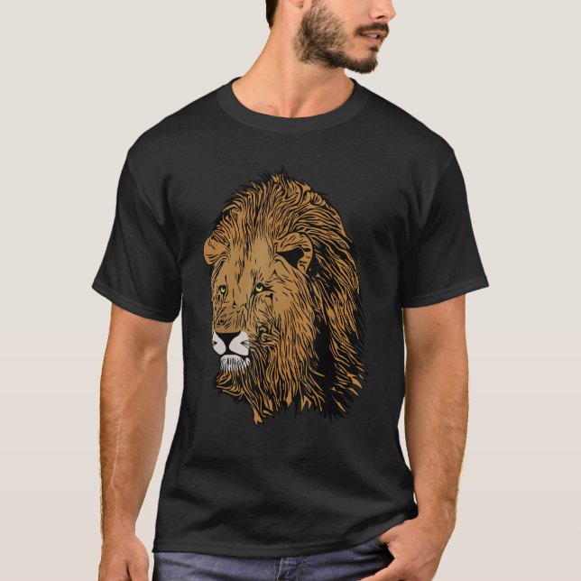 Lion Africa predator print head imprint with wild  T-Shirt (Front)
