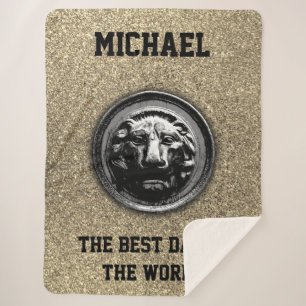 Lion Ancient Symbol in Modern Trendy Graphics Sherpa Blanket