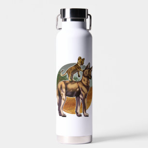 Lion and African Wild Dog Friends Water Bottle