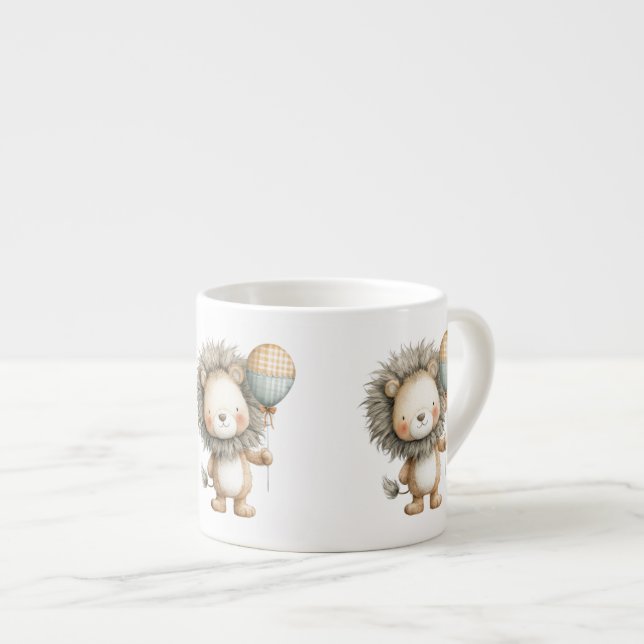 Lion and Balloon Espresso Cup (Front Right)