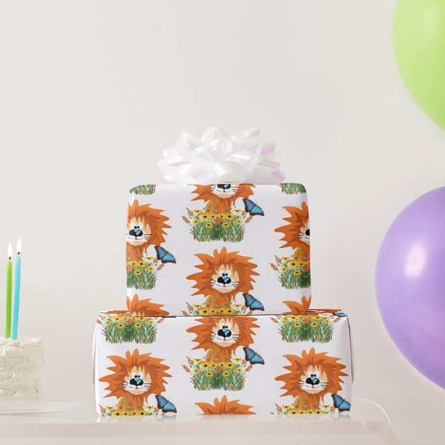 Lion and Butterfly Kids  Wrapping Paper (Party Gifts)