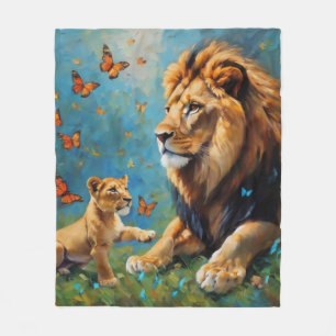 Lion And Cub Fleece Blanket