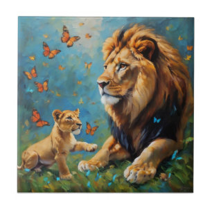 Lion And Cub Tile