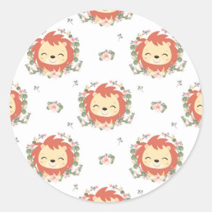 Lion And Flower Tattoo Classic Round Sticker