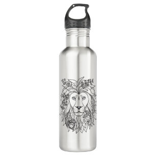Lion And Flowers Doodle 710 Ml Water Bottle