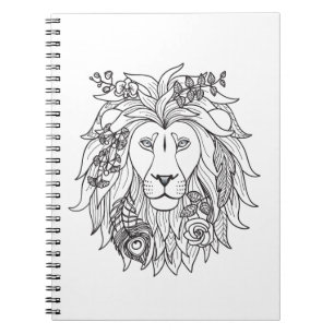 Lion And Flowers Doodle Notebook