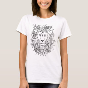Lion And Flowers Doodle T-Shirt