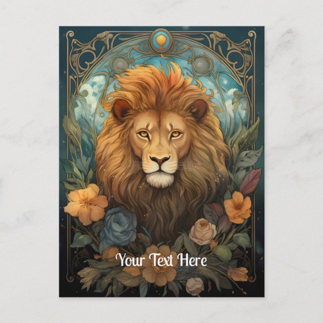 Lion and flowers postcard (Front)