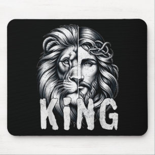 Lion And Jesus King Christian Faith Design  Mouse Mat