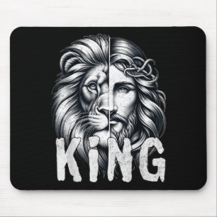Lion And Jesus King Christian Faith Design Mouse Mat