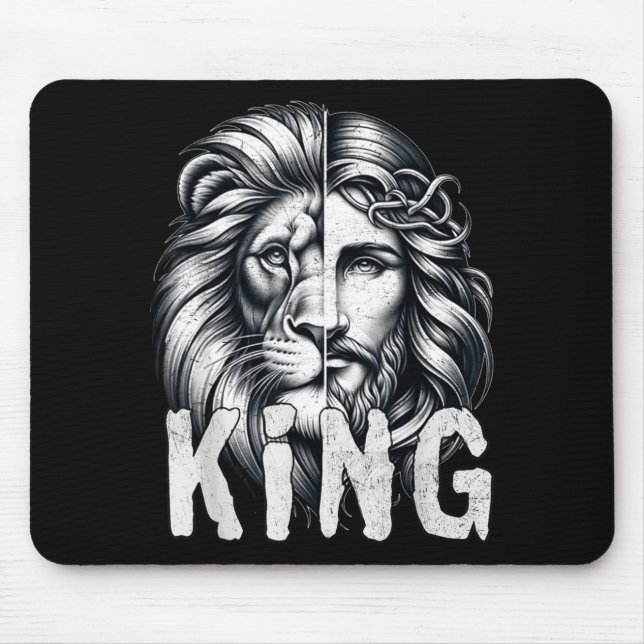 Lion And Jesus King Christian Faith Design  Mouse Mat (Front)