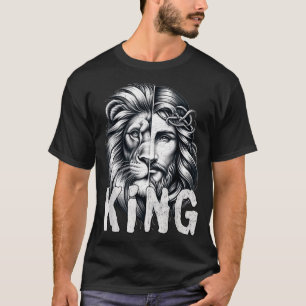 Lion And Jesus King Christian Faith Design  T-Shirt