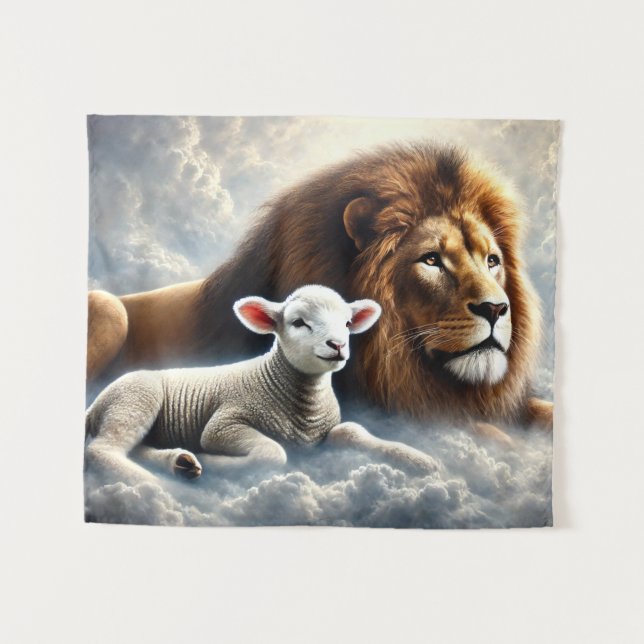 Lion and Lamb Art Tapestry (Front (Horizontal))