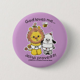 Lion and Lamb Babies 6 Cm Round Badge