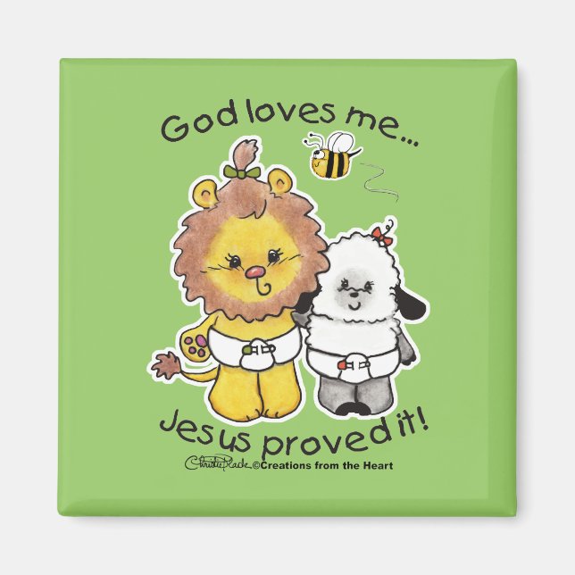Lion and Lamb Babies Magnet (Front)