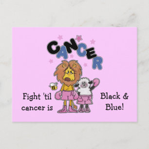 Lion and Lamb Boxers-Make Cancer Black and Blue Postcard