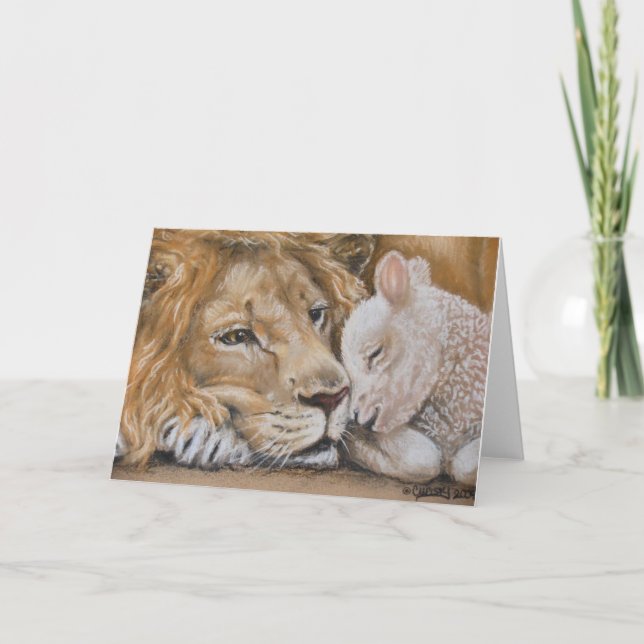 Lion and Lamb by TACS 5x7 greeting card (Front)