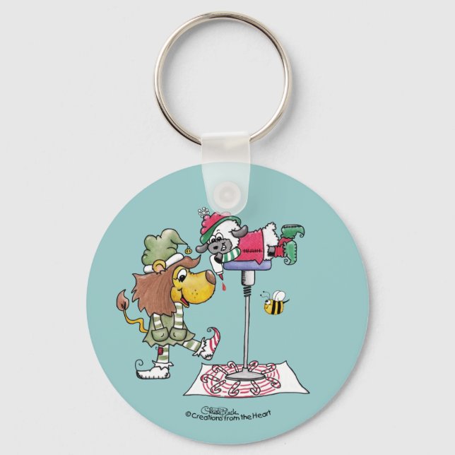 Lion and Lamb Candy Cane Makers Key Ring (Front)