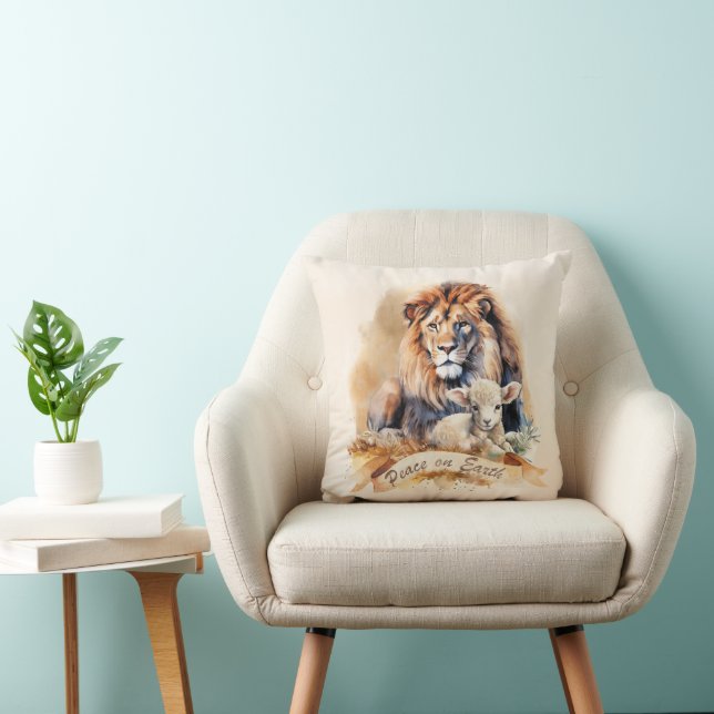Lion and Lamb Christmas Cushion (Chair)