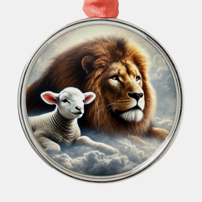 Lion and Lamb Christmas Ornament (Front)