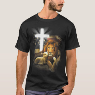 Lion And Lamb Cross Jesus Christ T-Shirt