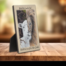 Lion and Lamb desktop plaque 