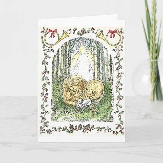 Lion and lamb holiday card (Front)