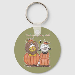 Lion and Lamb in Pumpkins Key Ring