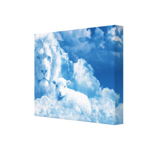 Lion and Lamb in the Clouds Canvas Print