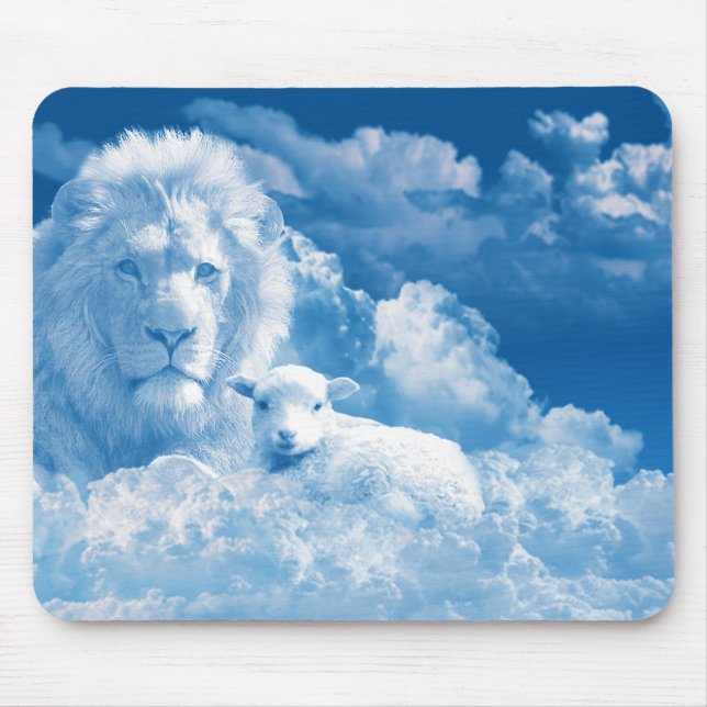 Lion and Lamb in the Clouds Mouse Mat (Front)
