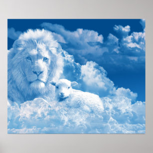 Lion and Lamb in the Clouds Poster