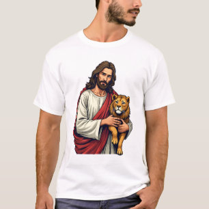 Lion And Lamb Jesus Engraved Faith Shirt 2