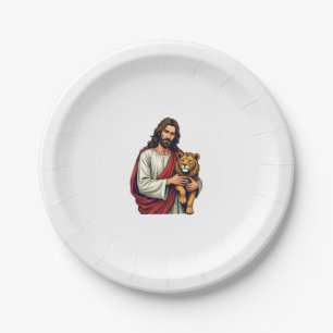Lion And Lamb Jesus Engraved Faith Shirt 2 Paper Plate