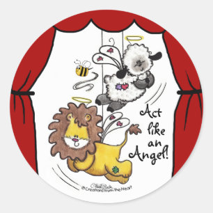 Lion and Lamb-Play Angels Classic Round Sticker