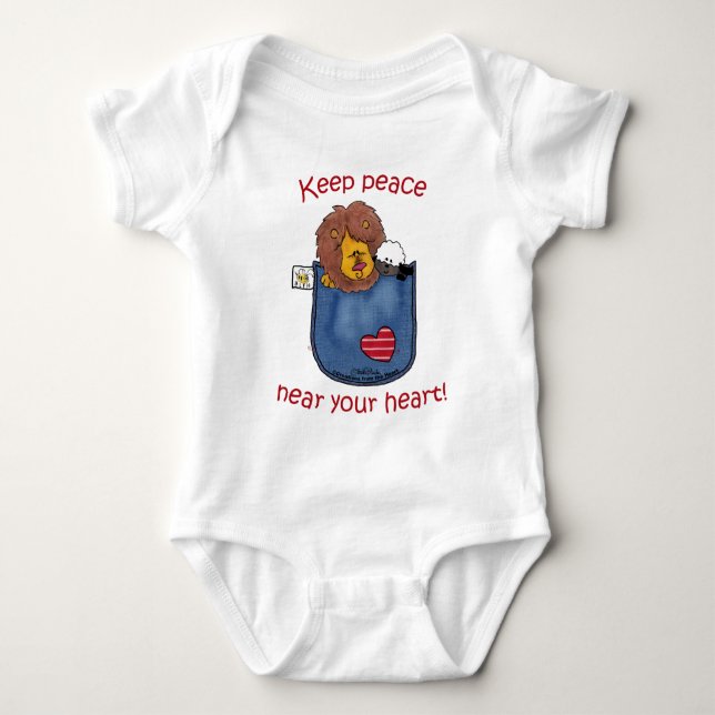 Lion and Lamb pocket pals Baby Bodysuit (Front)