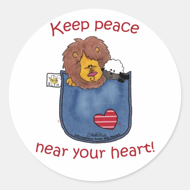 Lion and Lamb pocket pals Classic Round Sticker (Front)