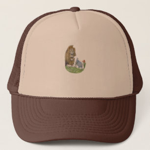 Lion and lamb products trucker hat