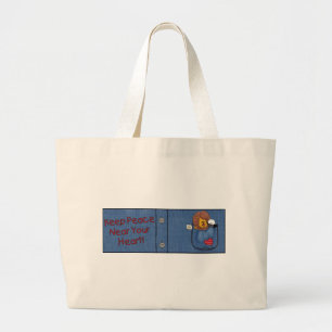 Lion and Lamb Shirt Pocket Pals Large Tote Bag