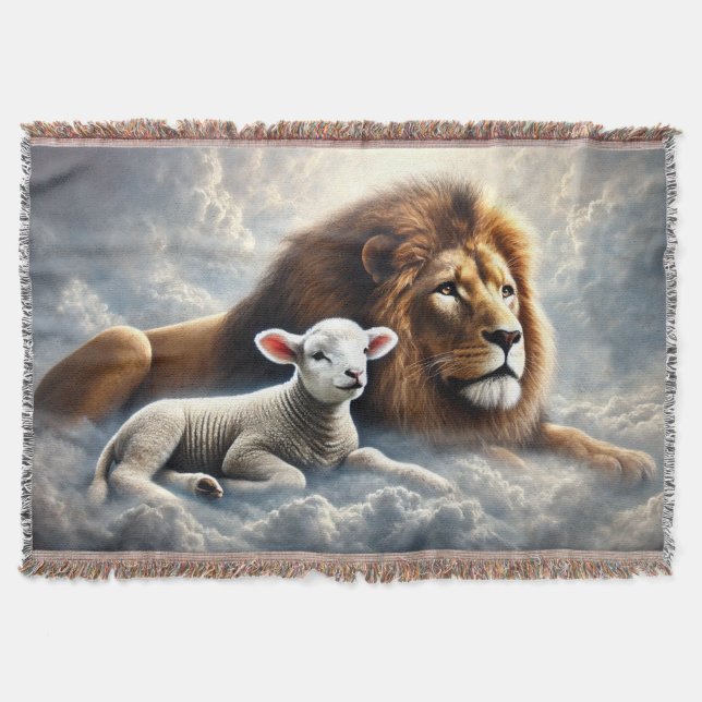 Lion and Lamb Throw Blanket (Front)