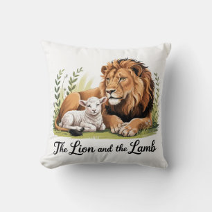 Lion and Lamb Throw Pillow
