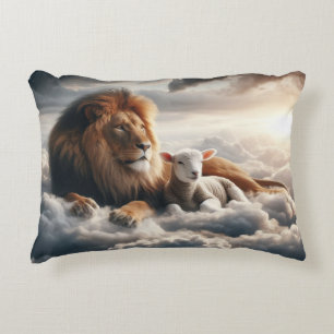 Lion and Lamb Throw Pillow