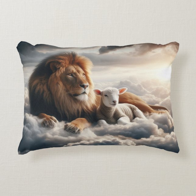 Lion and Lamb Throw Pillow (Front)