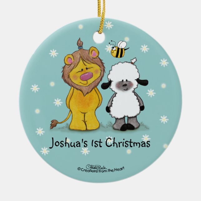 Lion and Lamb True Friends-1st Christmas Ornament (Front)