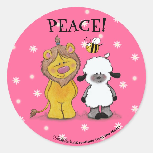 Lion and Lamb True Friends Classic Round Sticker (Front)