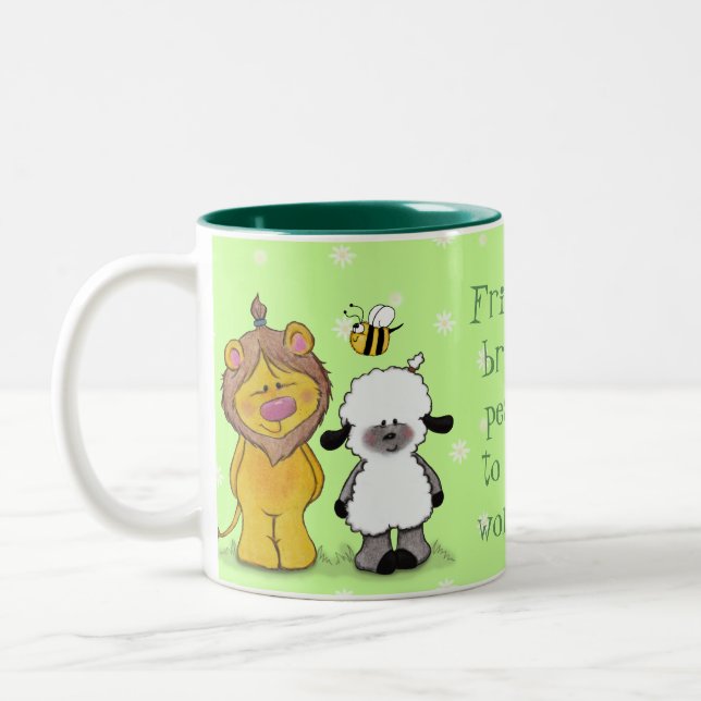 Lion and Lamb True Friends Two-Tone Coffee Mug (Left)