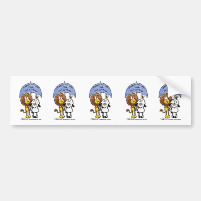 Lion and Lamb Under Umbrella Bumper Sticker (Front)