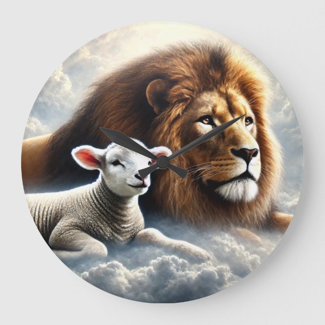 Lion and Lamb Wall Clock (Front)