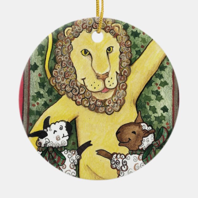 Lion and Lambs, Christmas Ornament (Front)